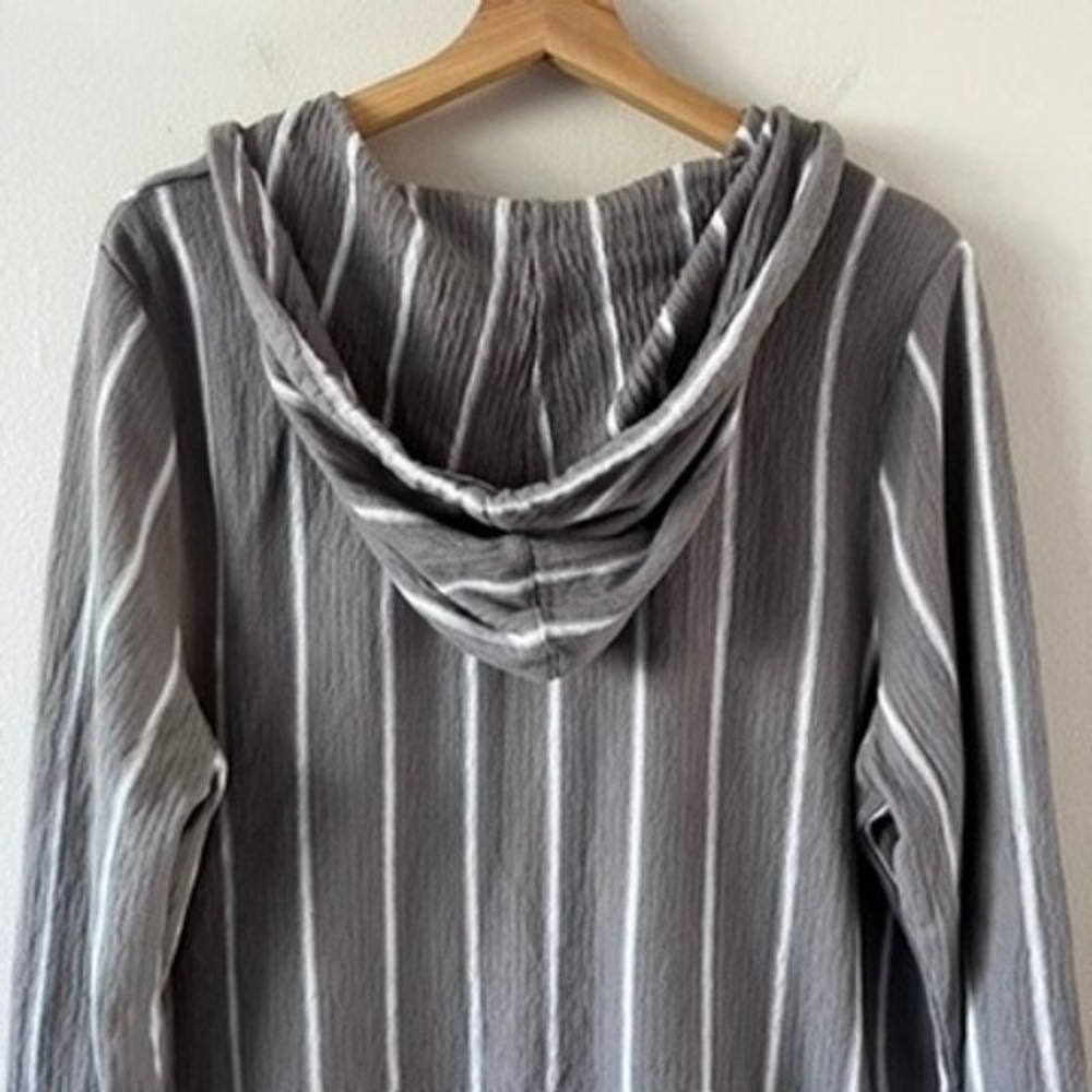 Habitat French Terry Stripe Hoodie Cotton Button‎ Front Sweatshirt size large - Picture 8 of 14